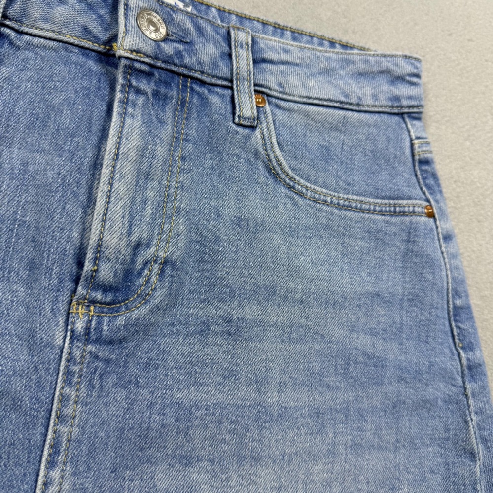 PAIGE Denim Mini Skirt Light Wash Raw Hem Frayed Blue Size 26